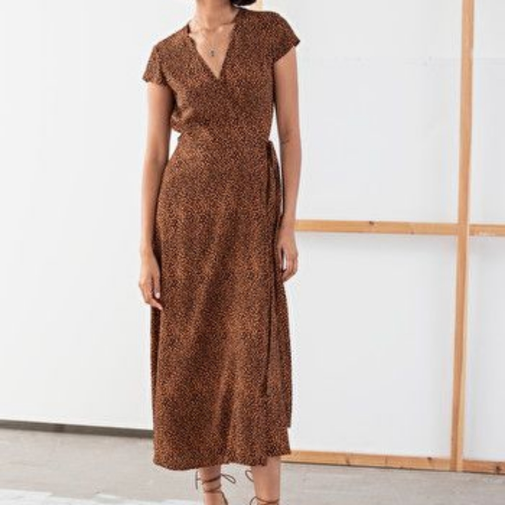 & Other Stories Leo Midi Wrap Dress - Leopard